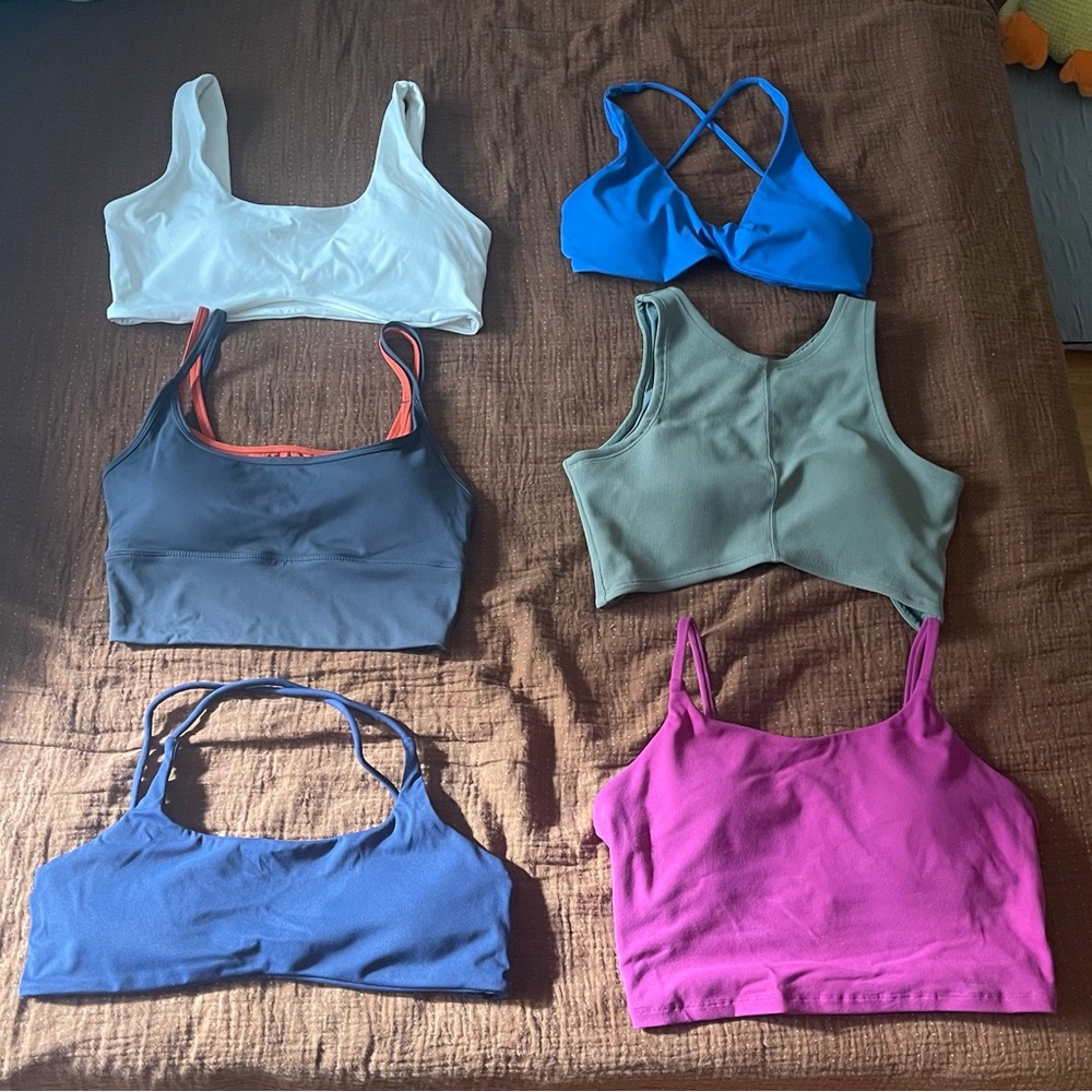 6 Women's sports bra Set - White, Blue, Green, Navy, Purple